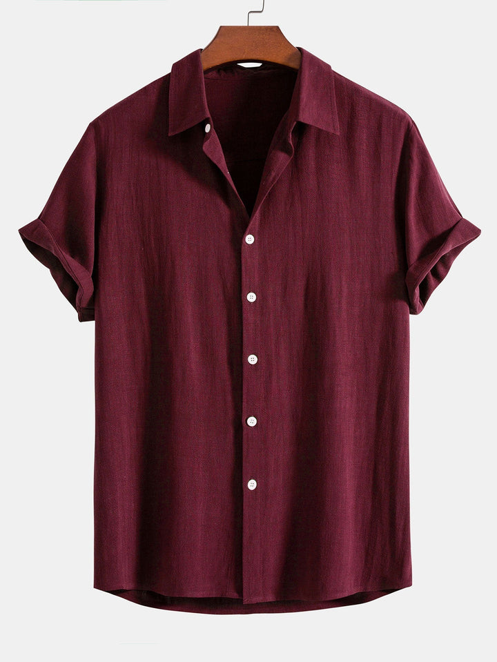 Linen Rayon Blend Button Up Shirt & Straight Leg Linen Pants