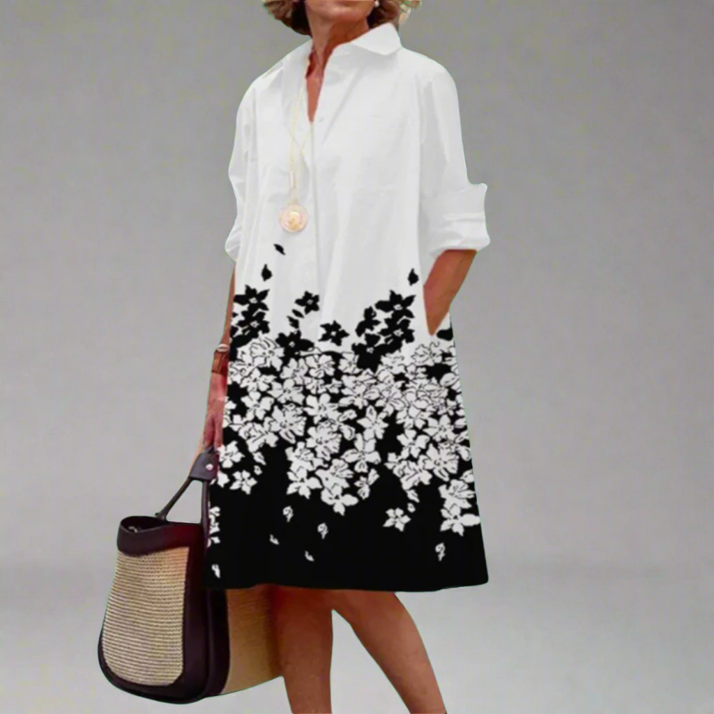 Zinnia - Women’s Long Sleeve Floral Print Midi Dress