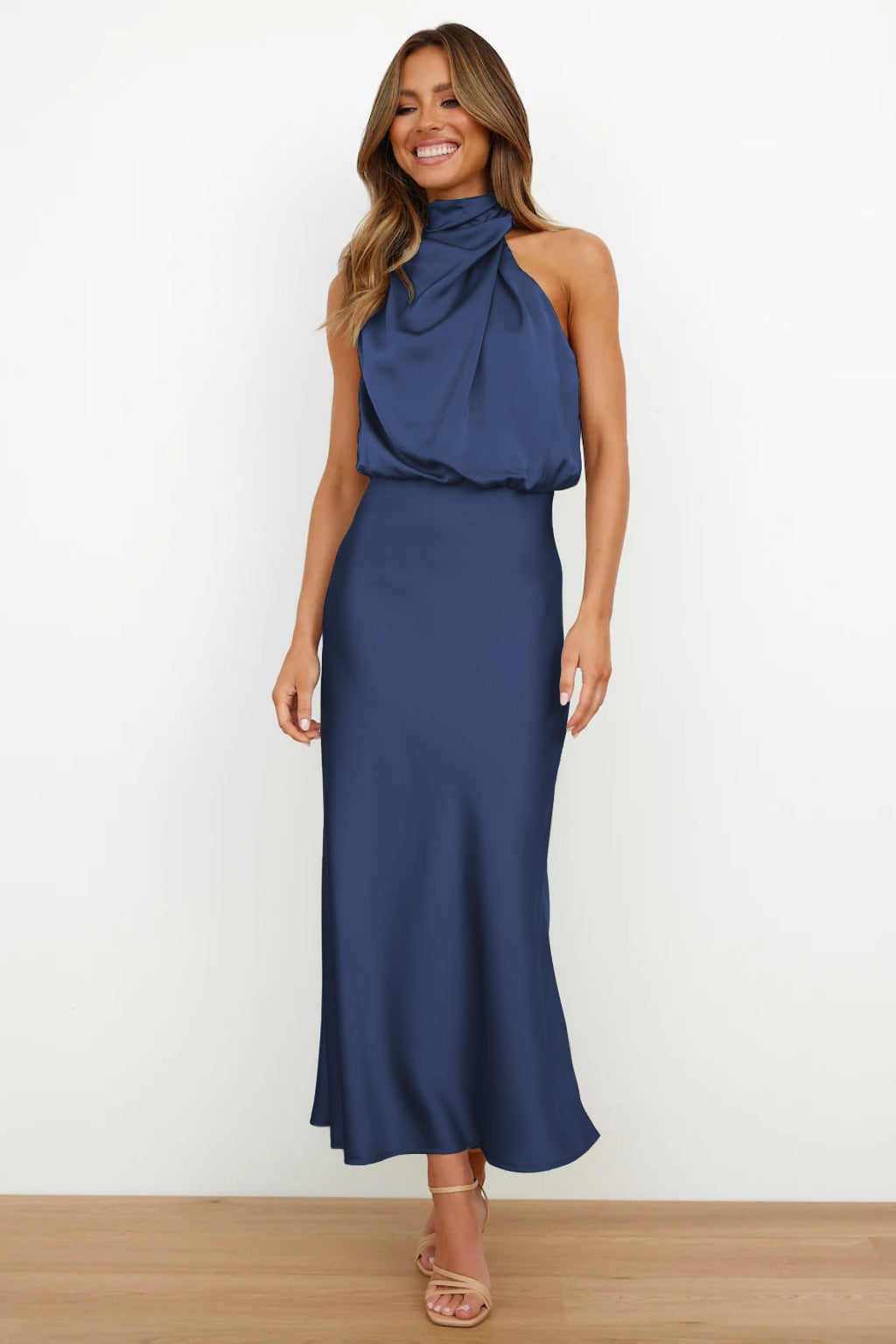 Juliette Rose | Long Satin Halterneck Dress