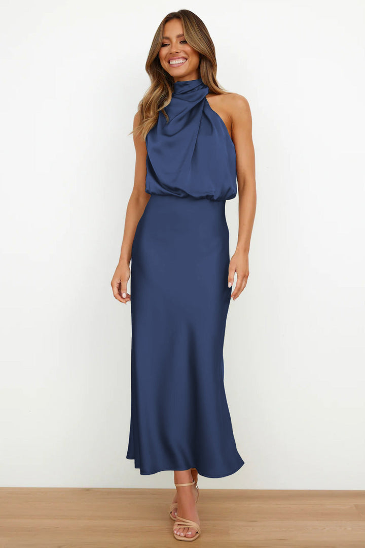 Juliette Rose | Long Satin Halterneck Dress