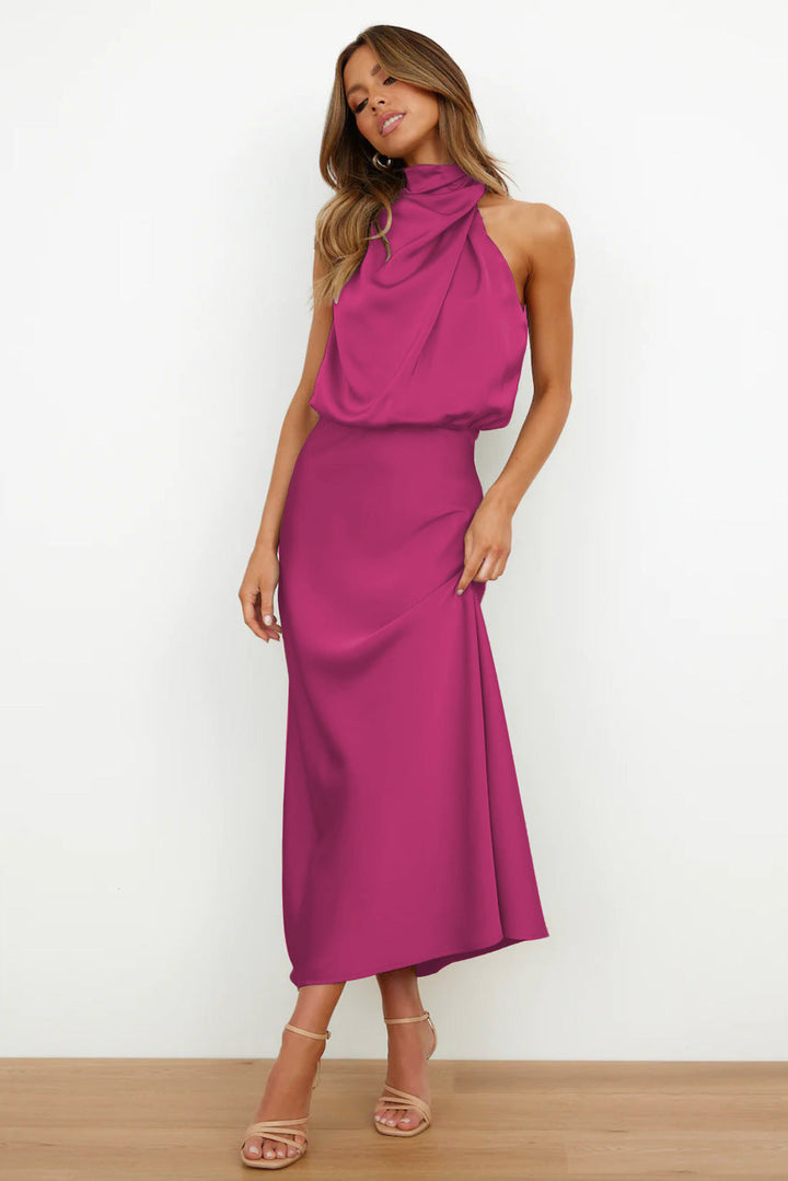 Juliette Rose | Long Satin Halterneck Dress