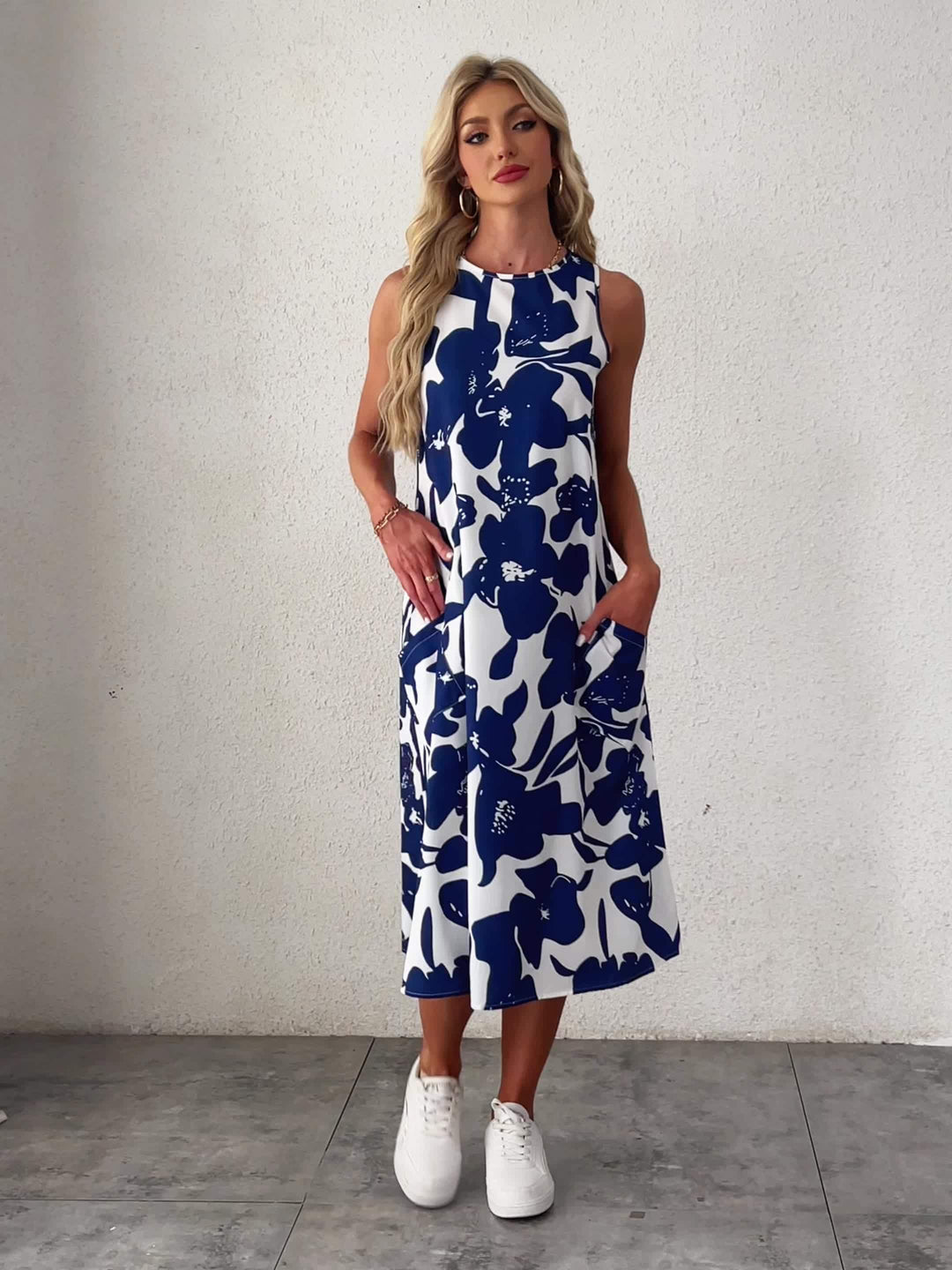 Aria™ - Elegant Floral Dress with Pockets
