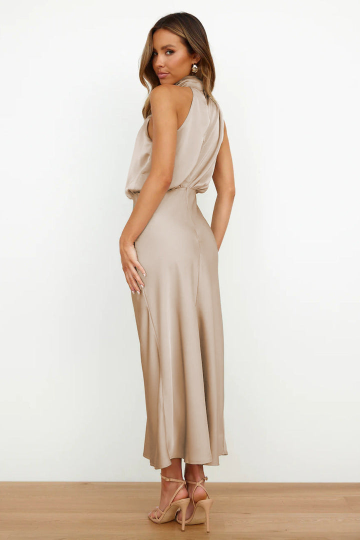 Juliette Rose | Long Satin Halterneck Dress