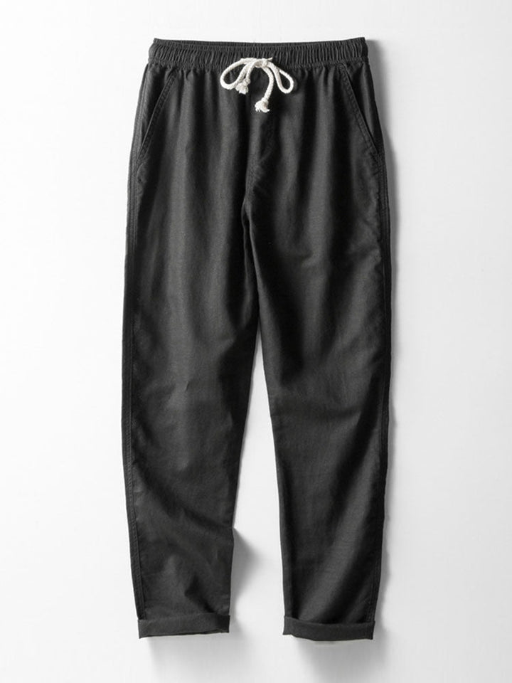 Linen Rayon Blend Button Up Shirt & Straight Leg Linen Pants