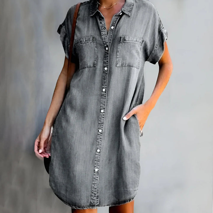 Bruna - Relaxed Shirt Dress with Button Closure