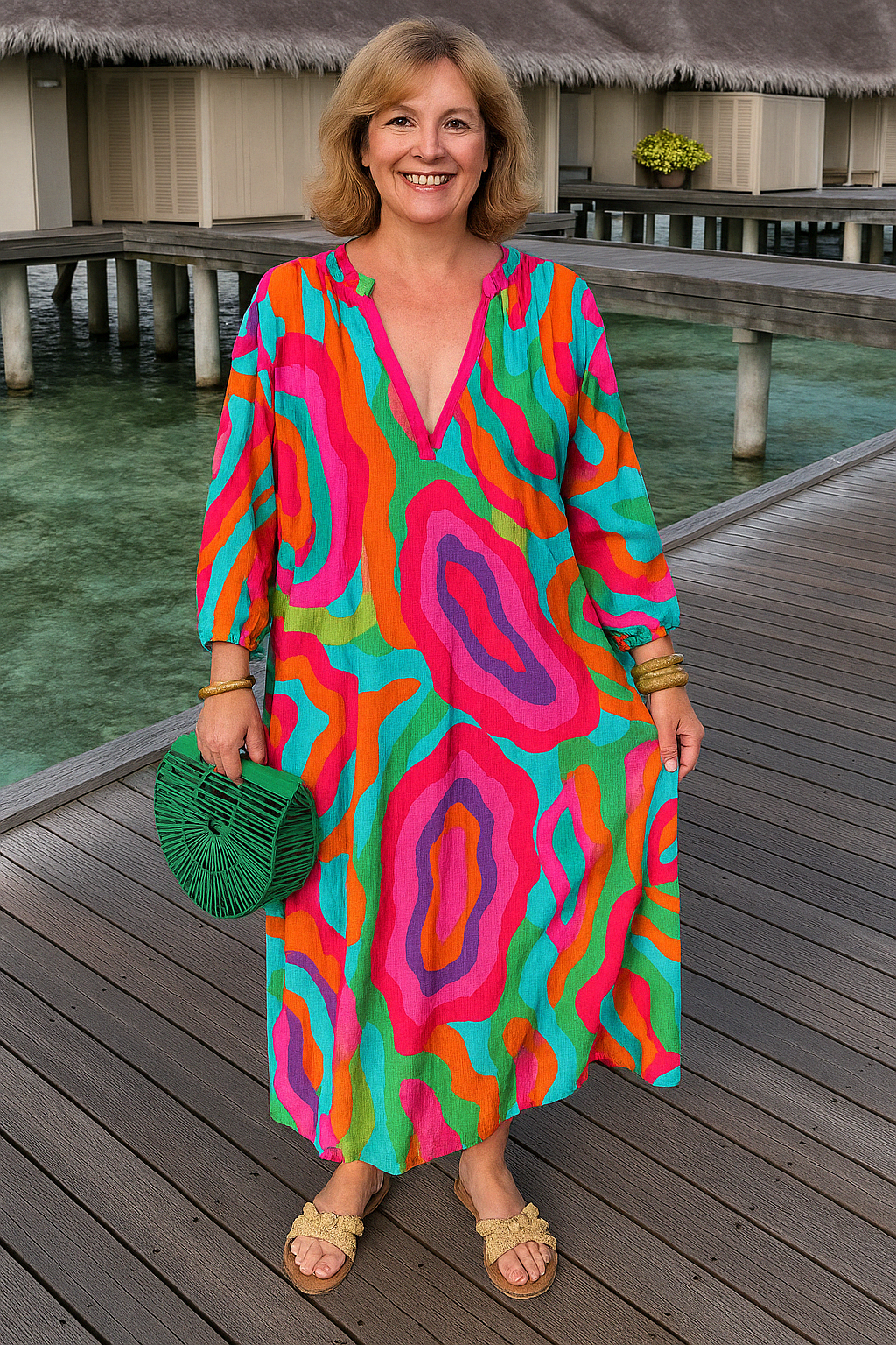 Poppy - Swirl Design Tummy-Enhancing Dress