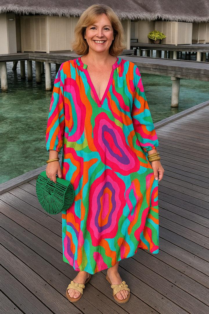 Poppy - Swirl Design Tummy-Enhancing Dress