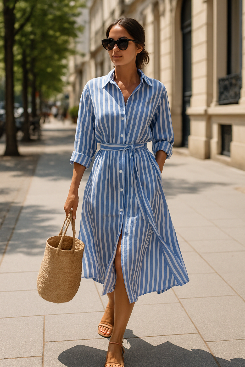 Renata™ - Striped Dress with Collar