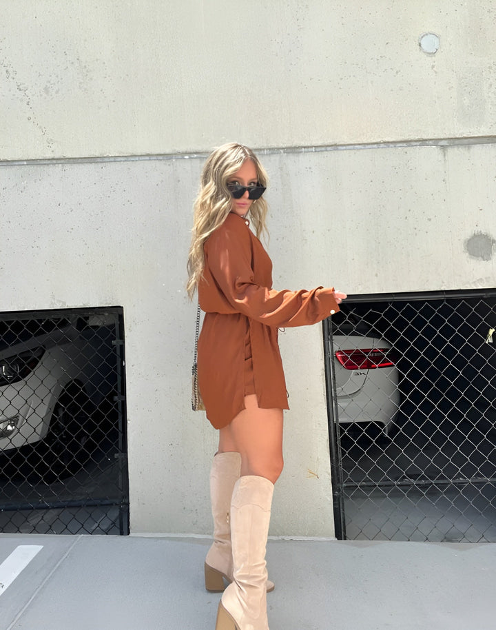 Amelie | Trendy Satin Romper Dress