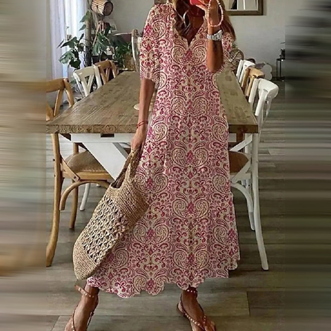 Capucine™ – Maxi Boho Dress with Elegant Retro Charm