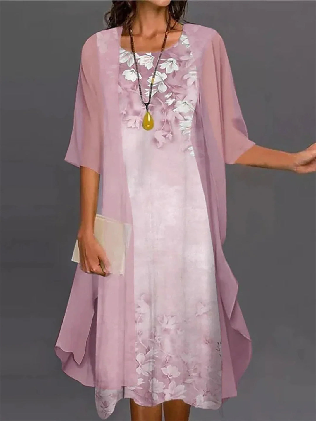 Lina™ - Chic Dress With Cardigan