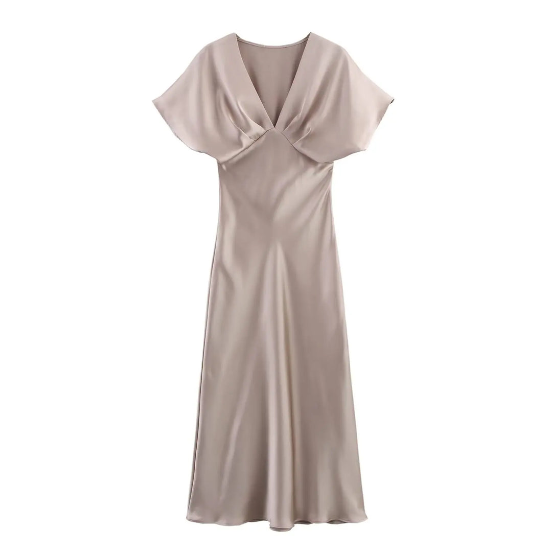 Alyssa™ - Chic Satin Maxi Dress
