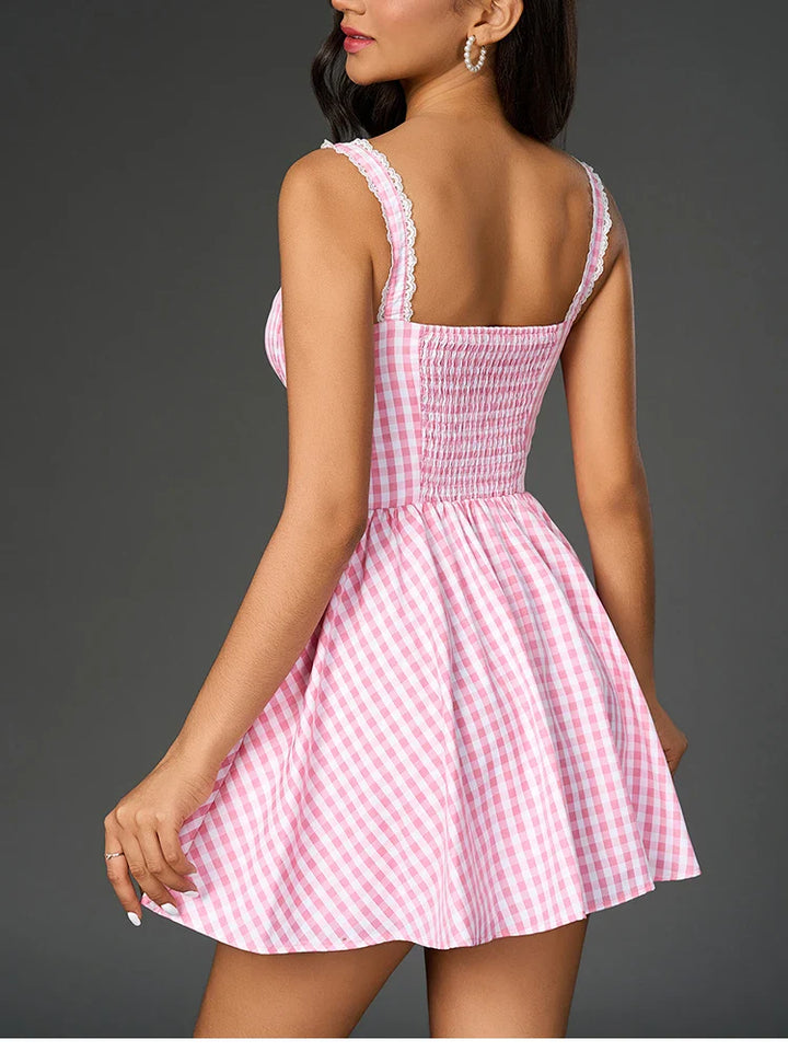 Brooklyn™ - Stylish Plaid Strappy Mini Dress