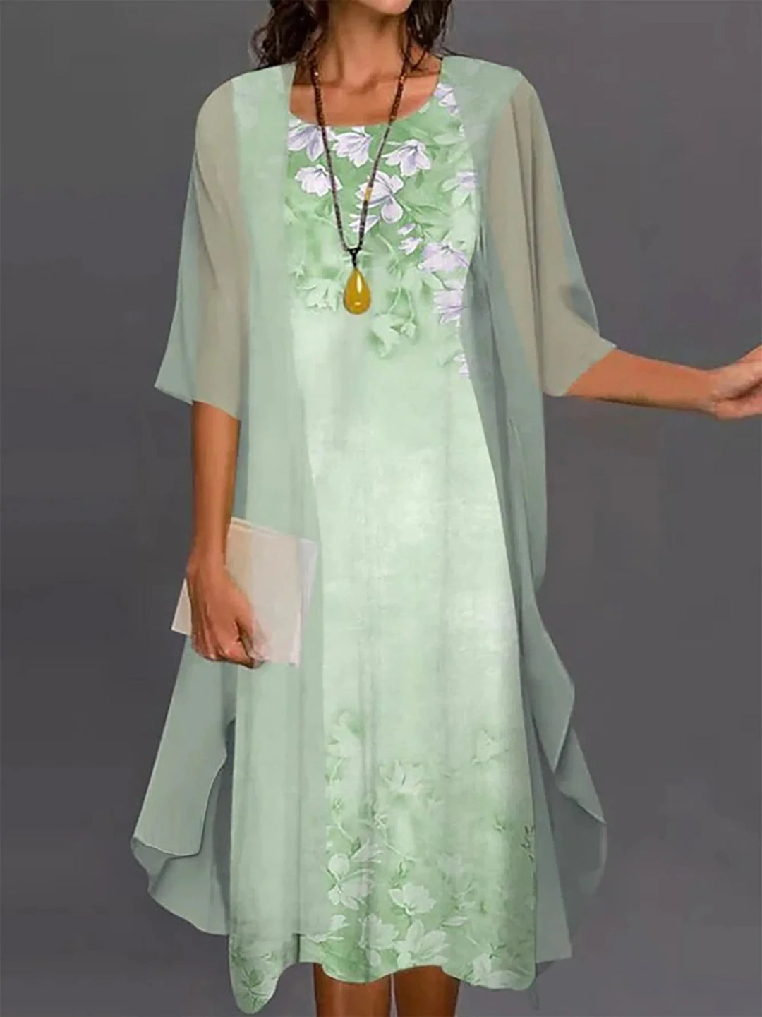 Lina™ - Chic Dress With Cardigan
