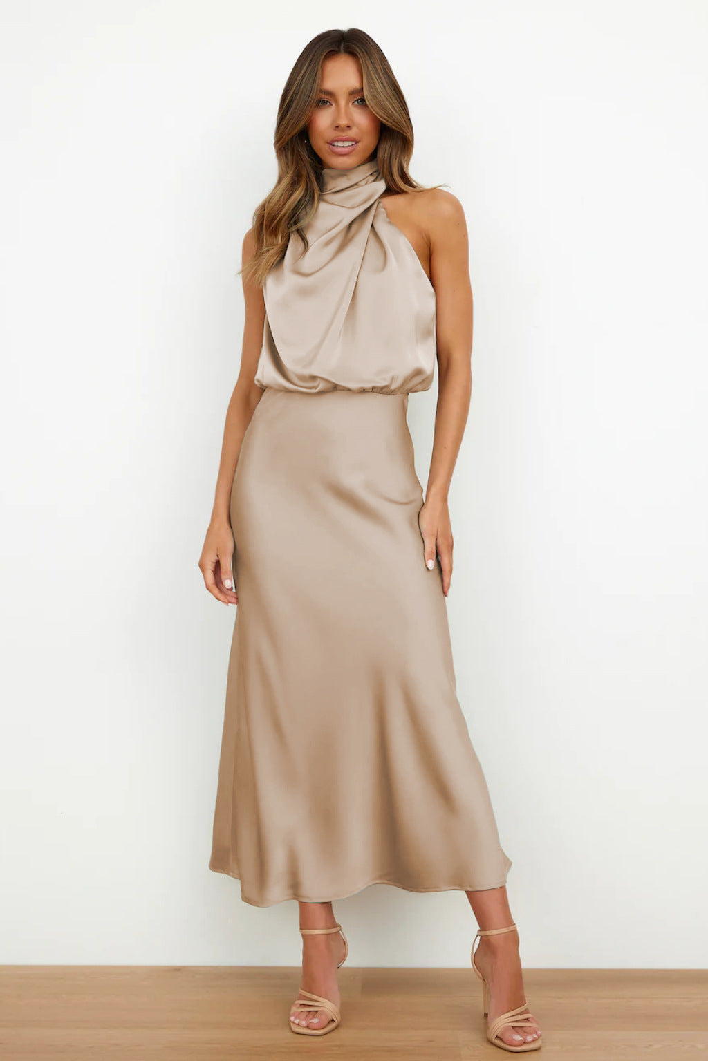 Juliette Rose | Long Satin Halterneck Dress