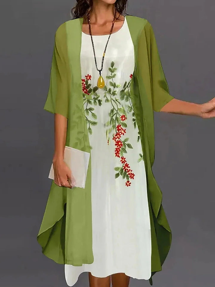 Lina™ - Chic Dress With Cardigan