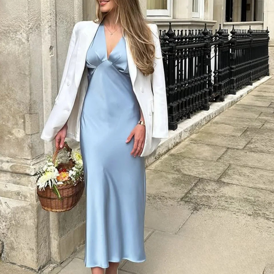 Alyssa™ - Chic Satin Maxi Dress