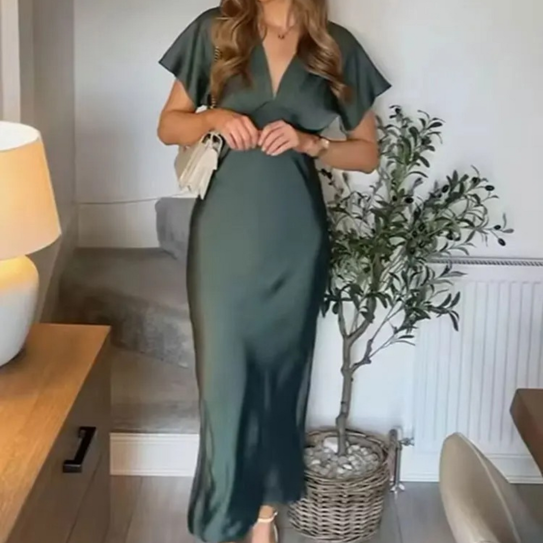 Alyssa™ - Chic Satin Maxi Dress