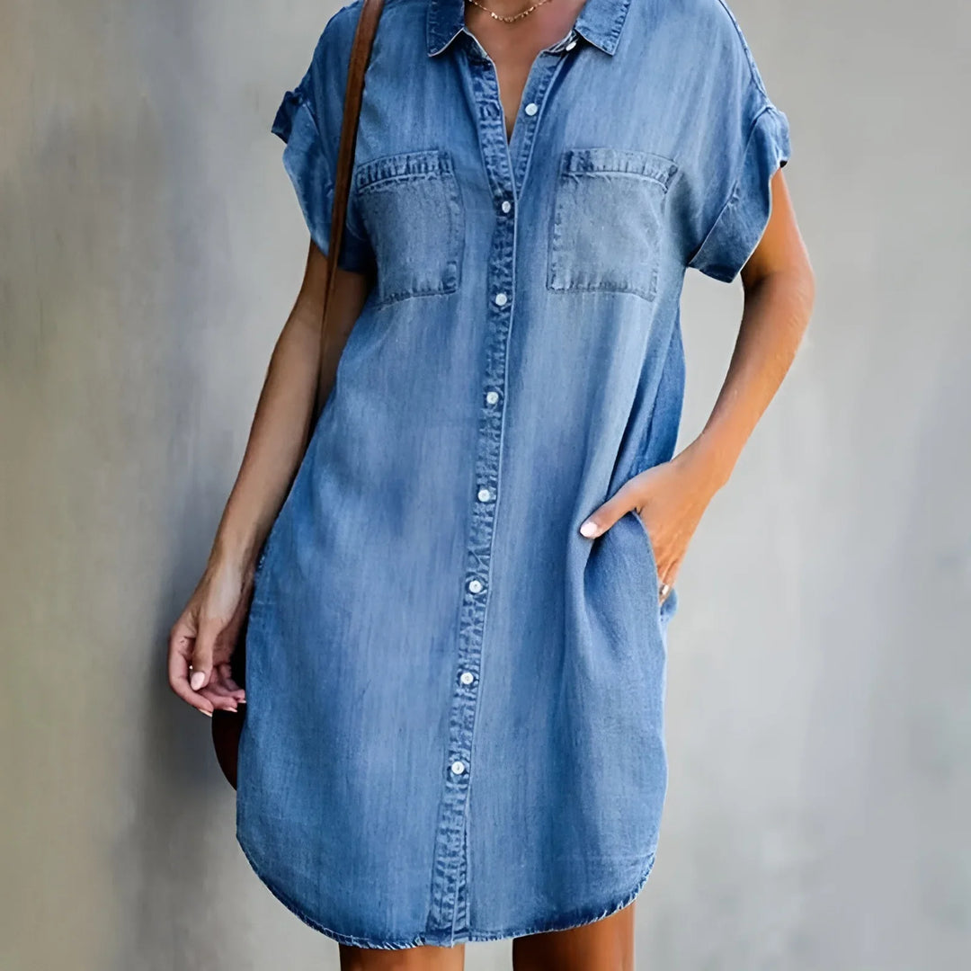 Bruna - Relaxed Shirt Dress with Button Closure