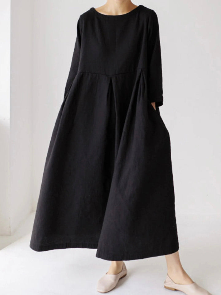 Luna™ - Loose Linen Dress with Side Pockets