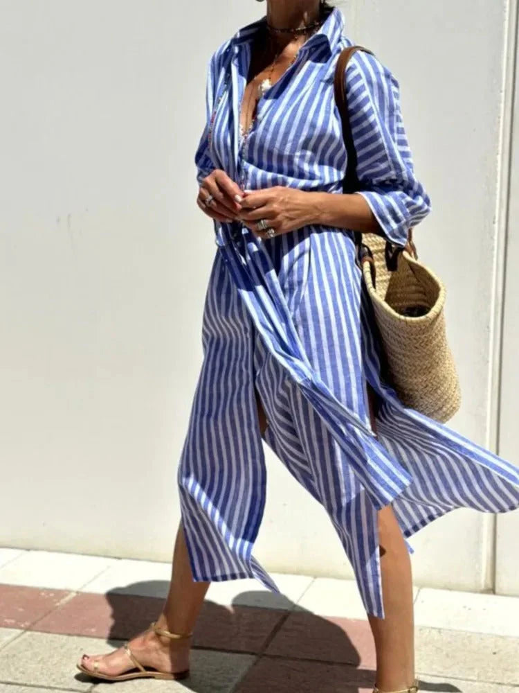 Renata™ - Striped Dress with Collar