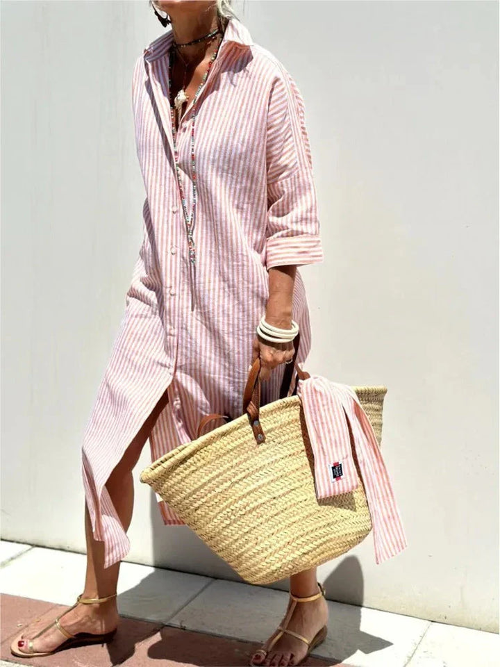Renata™ - Striped Dress with Collar