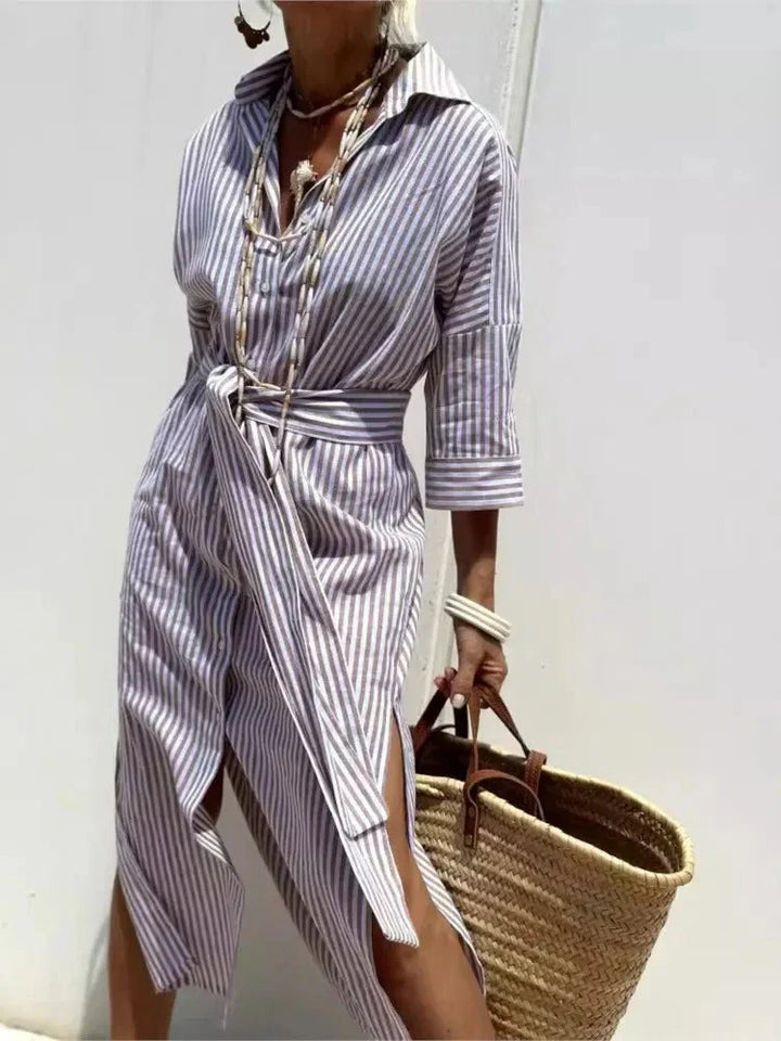 Renata™ - Striped Dress with Collar