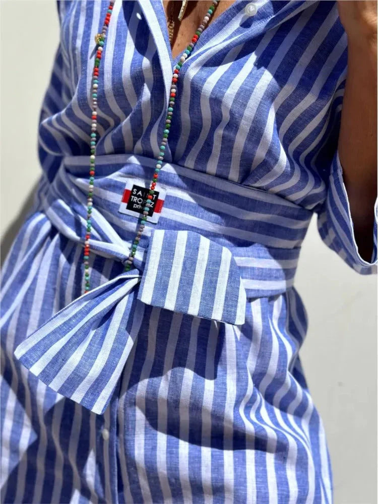 Renata™ - Striped Dress with Collar