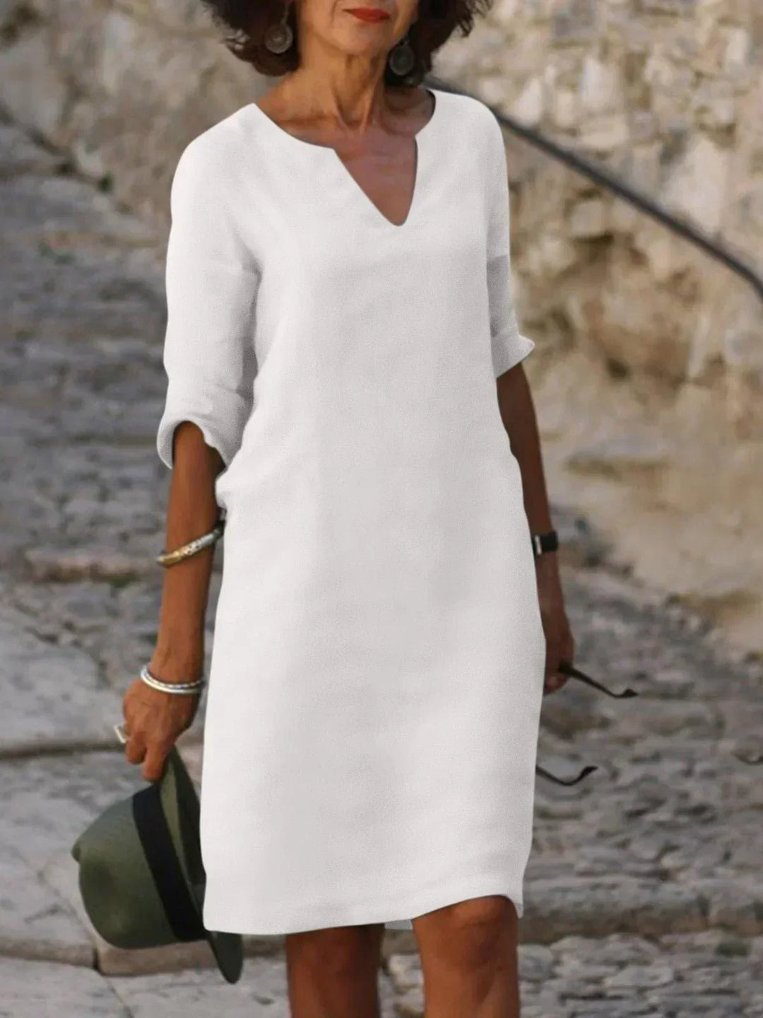 Beatrice™ - Elegant Beatrice Dress with Raised V-Neck