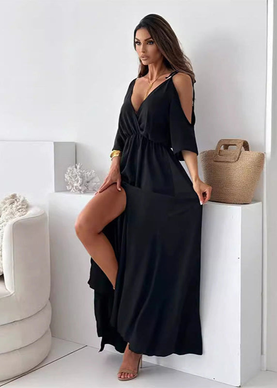 Avery™ - Elegant Attractive Dress With V-neckline And Side Slit